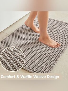 Bululom Waffle Weave Bathroom Mat - Gray